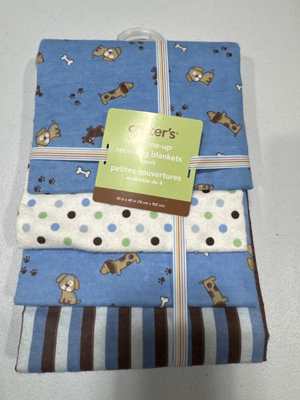 Carter's dog-themed flannel receiving blankets package of 4